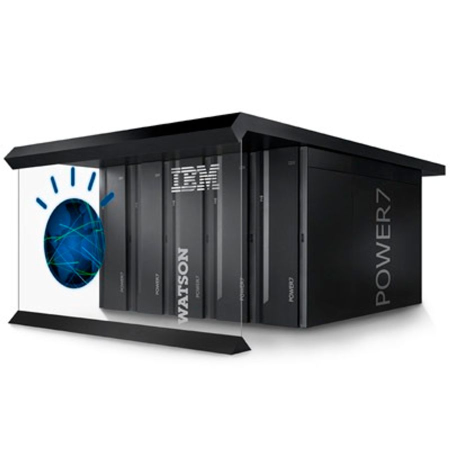 A large scale black facility labelled IBM Watson.