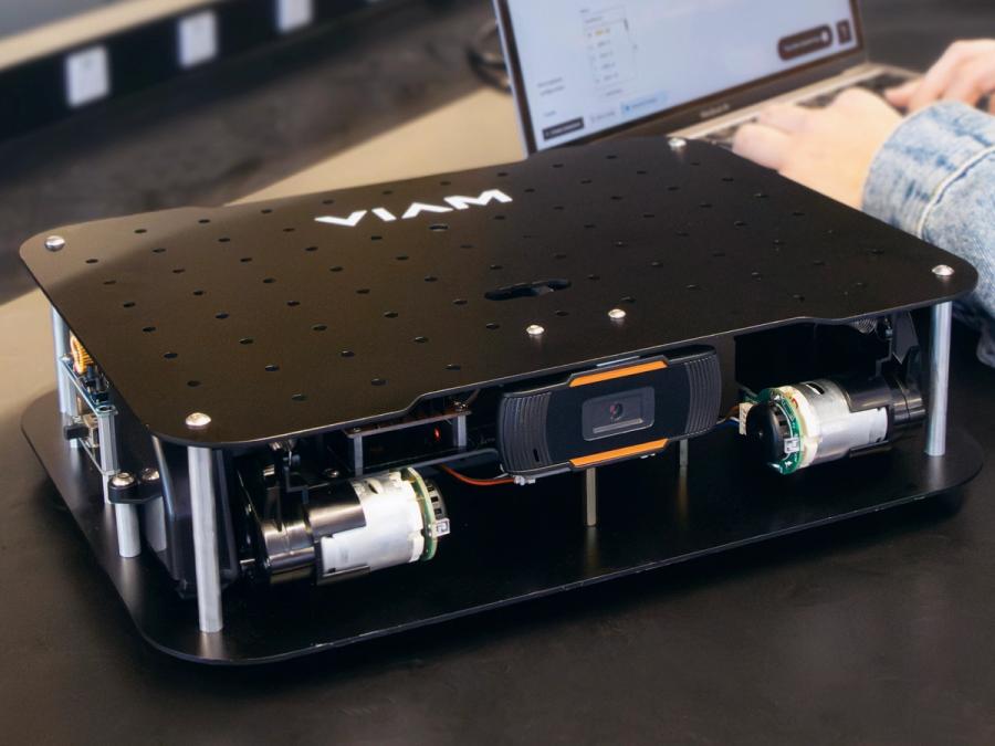 Close-up view of the guts of the rover